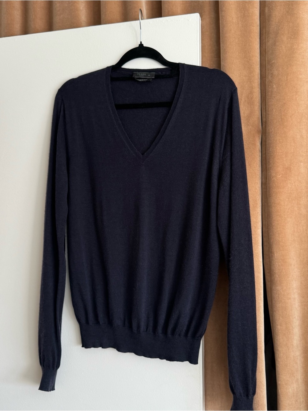 Prada V-Neck Navy Blue Sweater